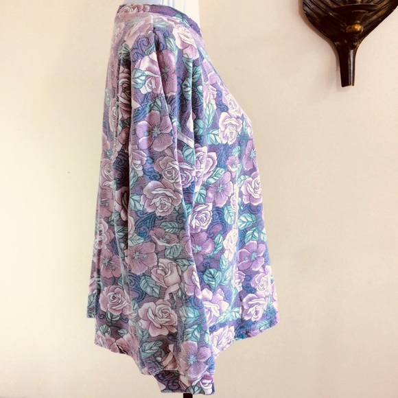 Vintage 90’s Floral Rose Crew Neck Sweatshirt M/L - Picture 5 of 6